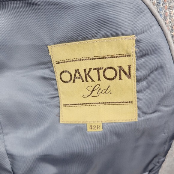 Oakton Ltd Blazer Jacket Men's 42R Gray Long Sleeve Notch Lapel Single Breasted - Picture 4 of 11